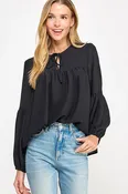Black Solid baby doll top