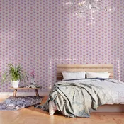 Bold Floral Toss Lavender Purple, Tangerine Orange, Cream Ivory, Playful Home Decor Wallpaper