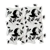 Black Raven & Rose Coaster Set