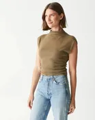 Amara Ribbed Power Shoulder Tee