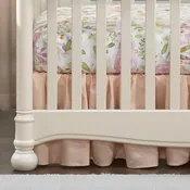 Blush Peach Linen Crib Skirt (Gathered) 16" Drop
