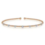 14K White and Rose Gold 0.20ctw Diamond Bangle Bracelet