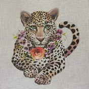 Leopard with Floral Collar