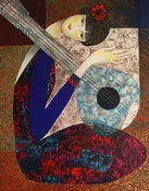 Nile Jade Guitar 1998 Signed Lithograph on Arches Paper Mourlot Paris