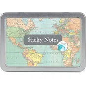 Cavallini & Co Sticky Notes in a Tin - Vintage Map
