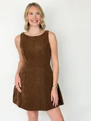 Adalyn - Brown Velvet Mini Dress