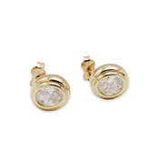 10kt Bezel Set Oval CZ Earrings