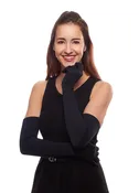 After Dinner Mint Matte Opera Length Gloves with Pearlized Buttons