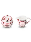 Red Swirl Cream And Sugar Set