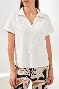 Short Sleeve Collar Top - White