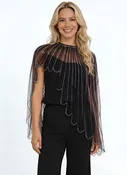 BEST SELLER! Handcrafted Jeweled Poncho in Black — Talk of The Walk