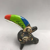 Ocarina Handmade/Painted Costa Rica Clay Toucan/Feline/Bovine/Ovine Flute (4")(As Is)