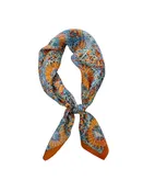 Abstract Floral Print Silky Bandana in orange