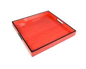 16"x16" Square Lacquer Tray,  Red Tulip Wood #48RTT