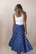 Blue Floral Midi Skirt