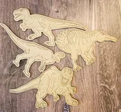 Wood DIY Paint Party Dinosaur Themed Coloring Kit 4 Dinosaurs with Paint or Crayons | Kids Boredom Buster, Activity Kit or Party gifts
