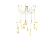 14 Pendant Swag Chandelier: Gold Twisted XL Amber Mix