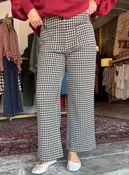 APNY Black & Almond Houndstooth Wide Leg Pant