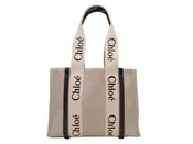 Beige & Black Chloe Woody Tote Bag