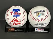 Aidan Miller Phillies Auto Signed LOGO Baseball Beckett WITNESS Hologram Red