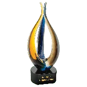11 1/2" Blue/Brown Tri Rise Art Glass
