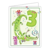 Handpainted Third Birthday Alligator Greeting Card