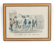 American Victorian Figures And Horses Lithograph