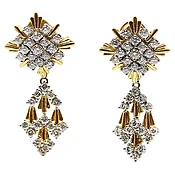 1980s 18 Karat Gold Diamond Night and Day Pendant Earrings