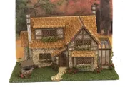 1:144 Scale Dollhouse KIT Tiny German Tudor w/ Greenhouse and Grass 5 Room Home