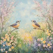 10" x 10" Watercolor Spring Birds Sign TTE-141