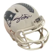 A.J. Brown Autograph Mini Helmet - 2024 Salute to Service - Speed - New England Patriots - Beckett Authentication