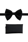 Black Bow Tie & Pocket Square Set
