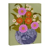 1970s Disco Ball Flower Pot  Canvas Print
