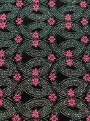 Black/Hot Pink/Sapphire/Multi Polyester/Metallic Ornate Overlapping Floral Rings Weave Brocade - NY Designer - 58W