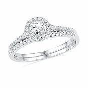 1/2 CT. T.W. Diamond Frame Bridal Set in 10K White Gold