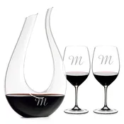 Custom Amadeo Lyra Crystal Wine Decanter 3pc Stemmed Gift Set by Riedel
