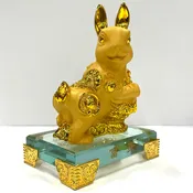 2026 Chinese Zodiac Rabbit Year Golden Resin Collectible Figurines Table Decor Statue Small