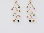 Dainty Wire Wrapped Branch Earrings w/ Tourmaline — Lexaco