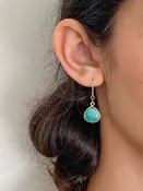 Amazonite Charm Gold Earrings by Sage Machado