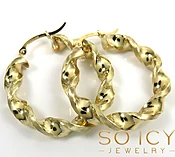10k Gold Twisted Thick Hoop Earrings 5mm
