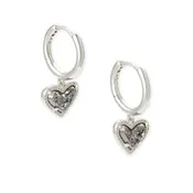 Ari Heart Silver Platinum Drusy Huggie Earrings