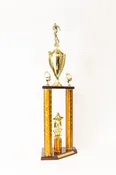3 Post Trophy with Wood Slant Base
