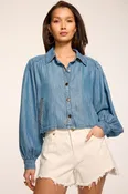 Aisla Chambray Cropped Jacket