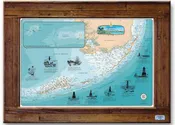Lobster Trap Framed Florida Keys Lighthouses Chart