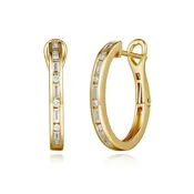 14 KT Baguette Shape Yellow Gold Diamond Earring