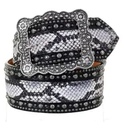 B1100 - Cobra Snake Print Studded Belt