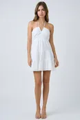 Abby Ruched V neck Mini Dress