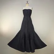 1950s Evening Dress / Black Strapless Dress / Black Taffeta Gown / Formal Dress / Strapless Party Dress / 1950s Strapless / Size Small