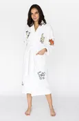 Classic Cat Applique Long Terry Loop Bathrobe