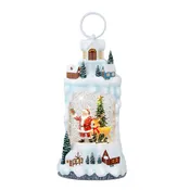 10" Battery Operated LED Village With Santa, Deer &amp; Spinning Glitter Water Lantern